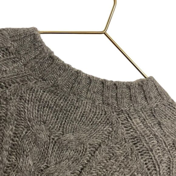 J. Crew Metallic Cable-Knit Sweater Heather Iron Metallic Wool Alpaca Size XS - Picture 6 of 8